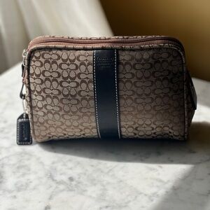 Vintage Coach Brown Signature Canvas Toiletry Bag/Cosmetic Case